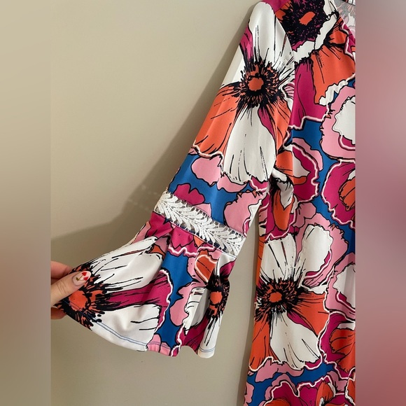 NWT Ruby Rd Colorful Printed Dress with long Bell Sleeves - Picture 2 of 7